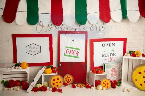 Kate Pizza Parlor Backdrop for Photography Designed by Jenna Onyia - Kate Backdrop AU