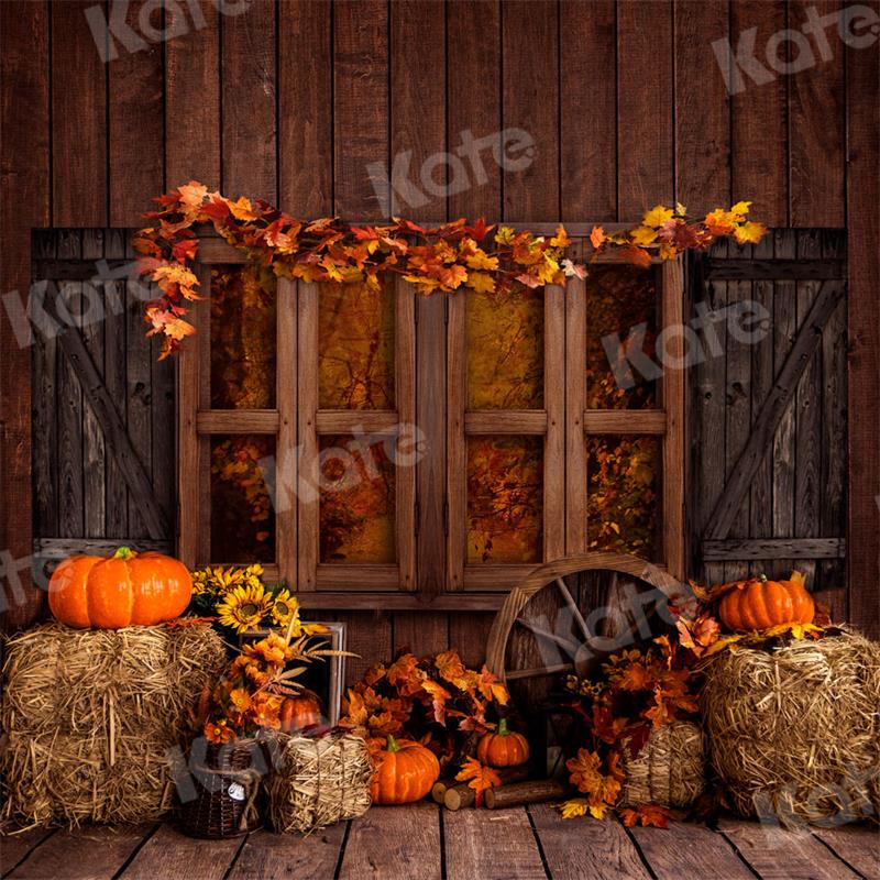 Kate Autumn Backdrop Barn Farm Pumpkins for Photography - Kate Backdrop AU