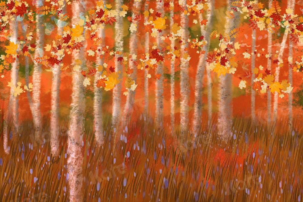 Kate Autumn Backdrop Forest Leaves Oil Painting for Photography - Kate Backdrop AU