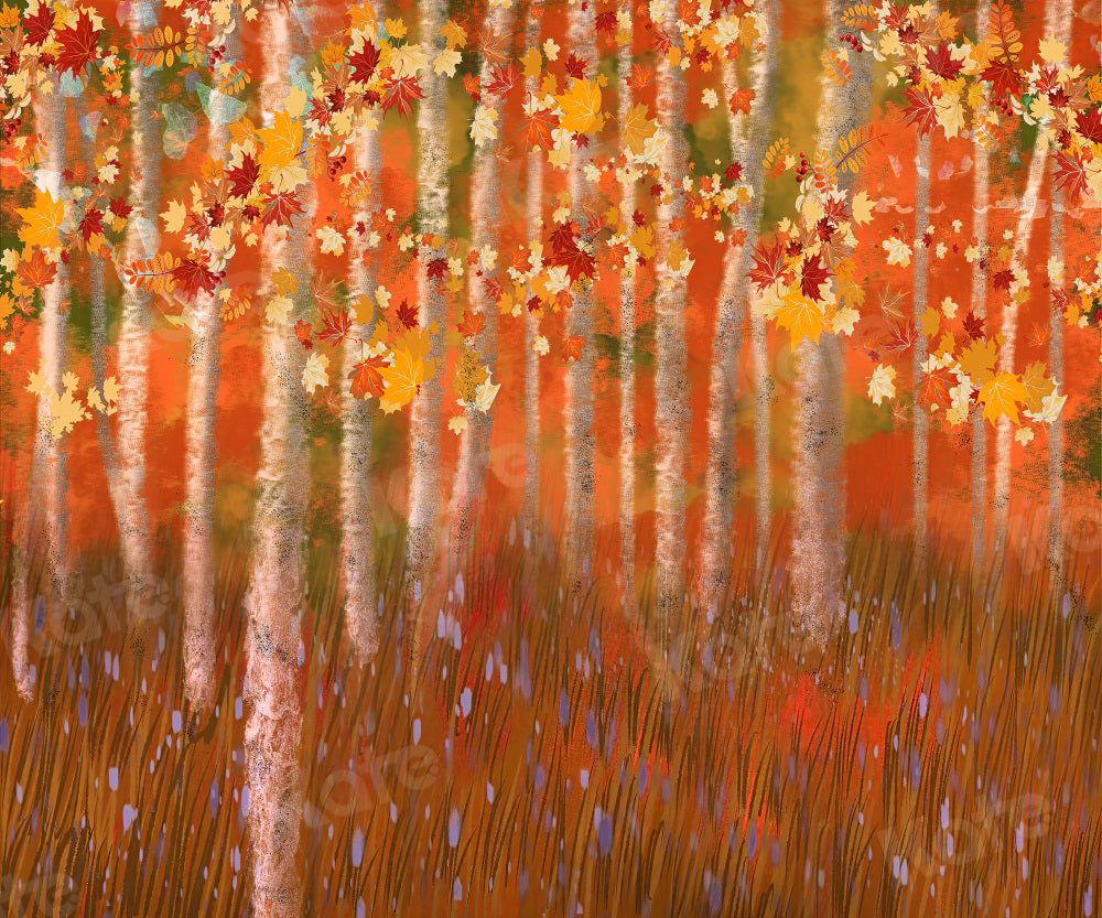 Kate Autumn Backdrop Forest Leaves Oil Painting for Photography - Kate Backdrop AU
