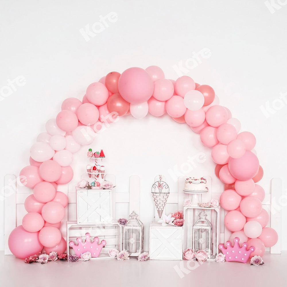 Kate Birthday Balloons Backdrop Pink Cake Smash Designed by Emetselch - Kate Backdrop AU