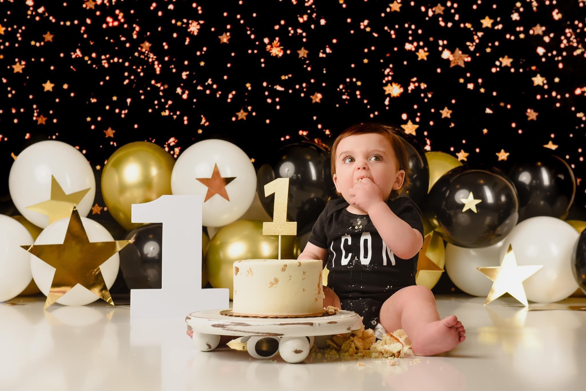 Kate Black Golden Stars Bokeh Children Backdrop Designed by Jerry_sina - Kate Backdrop AU