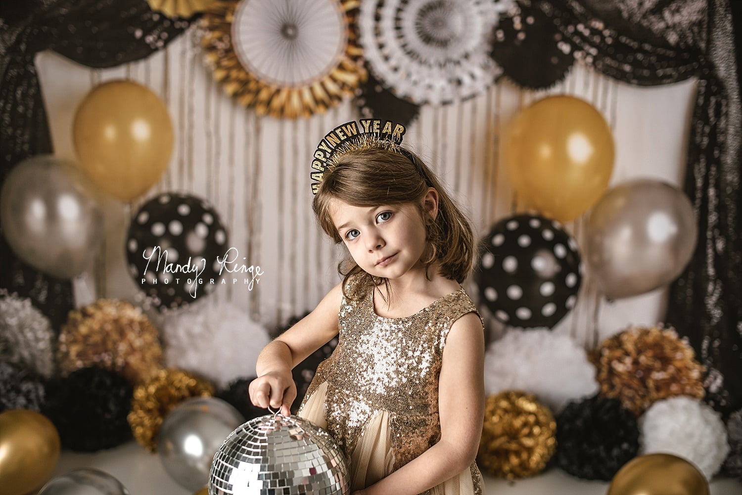 Kate Black and Gold New Year Eve Party Backdrop Designed By Mandy Ringe Photography - Kate Backdrop AU