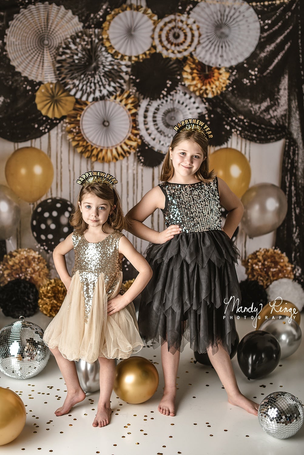 Kate Black and Gold New Year Eve Party Backdrop Designed By Mandy Ringe Photography - Kate Backdrop AU