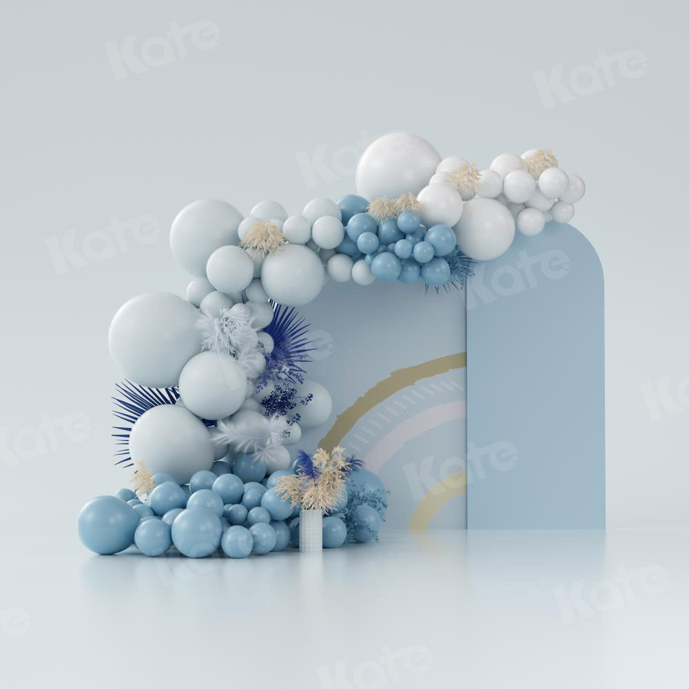 Kate Boho Balloons Backdrop Blue Cake Smash Designed by Uta Mueller Photography - Kate Backdrop AU