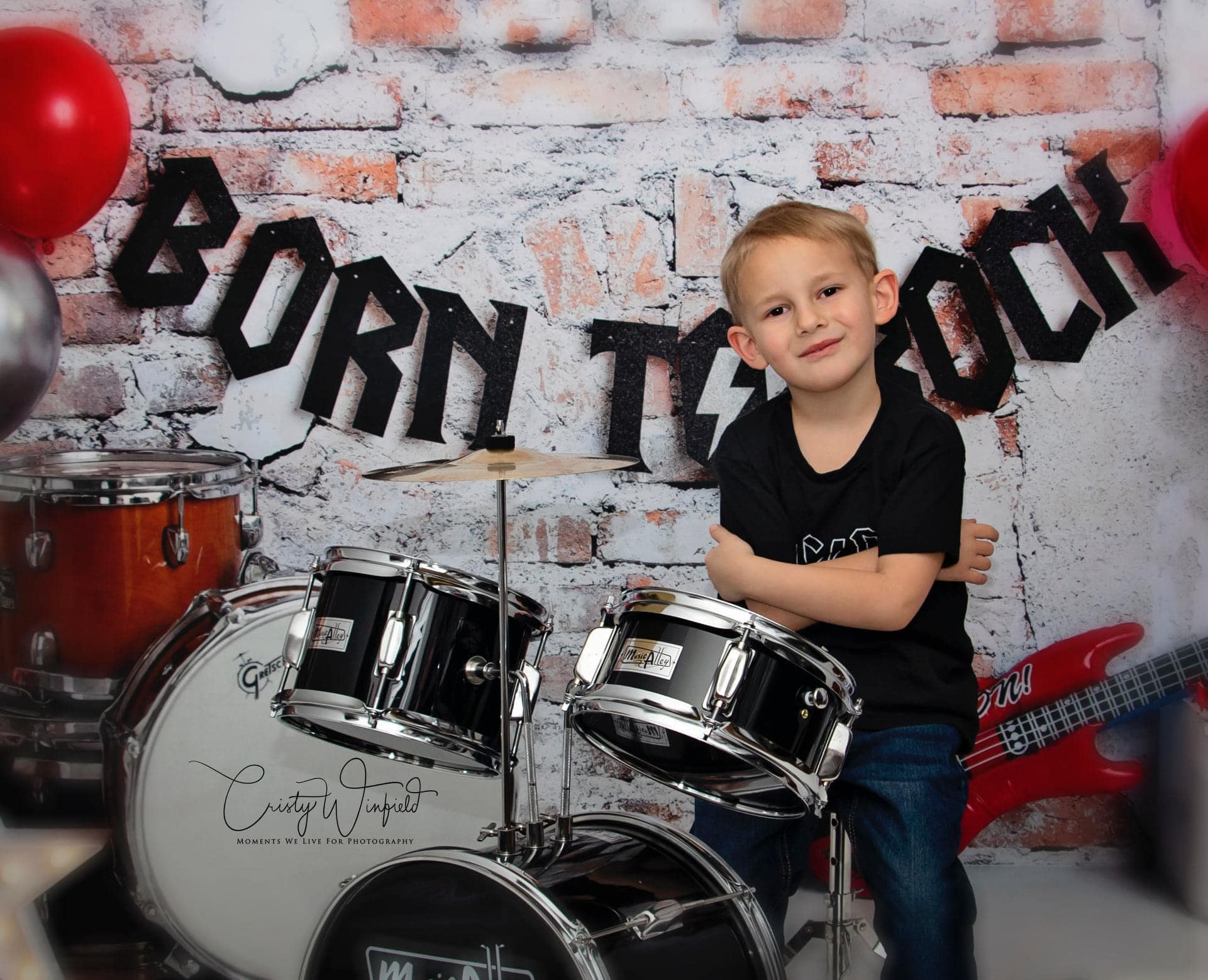 Kate Born to Rock with Guitar Children Backdrop Designed by Megan Leigh Photography - Kate Backdrop AU