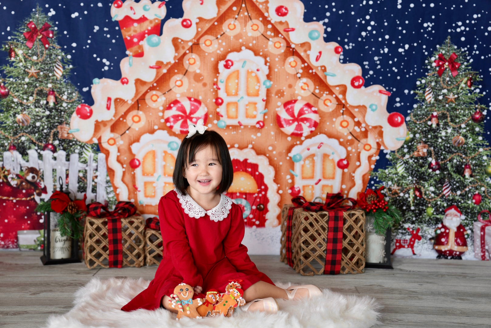 Kate Christmas Candy House Snow Backdrop for Photography - Kate Backdrop AU