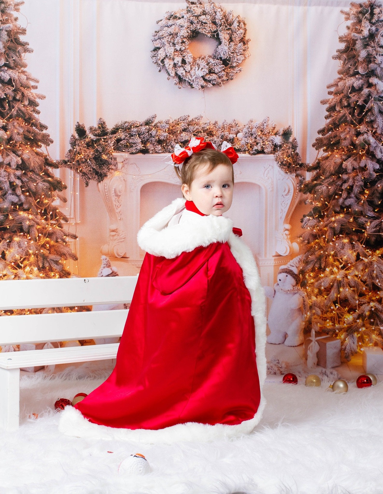 Kate Christmas Bear White Backdrop for Photography - Kate Backdrop AU