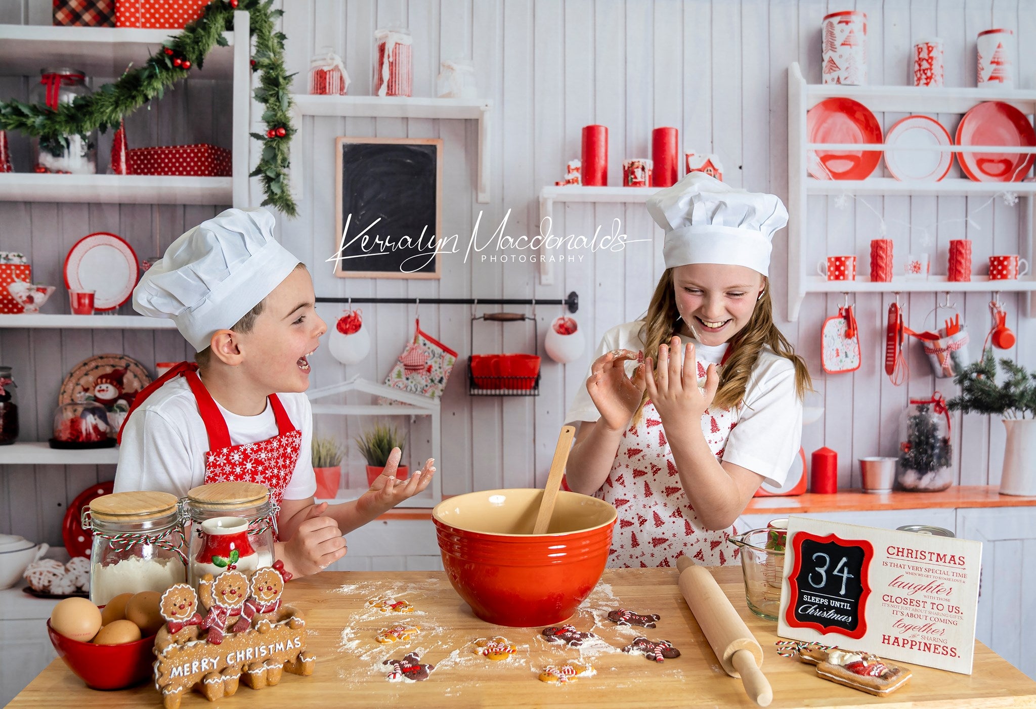 Kate Christmas Kitchen Backdrop White Wall for Photography - Kate Backdrop AU