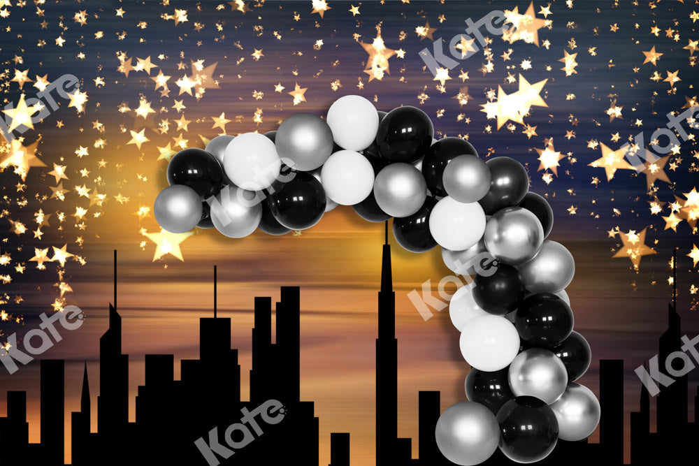 Kate City Evening Backdrop Birthday Party Balloon Stars Designed by Chain Photography - Kate Backdrop AU