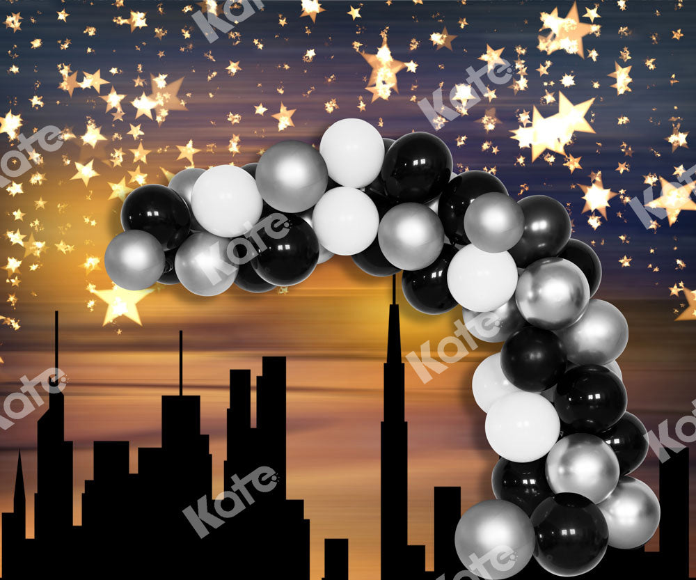 Kate City Evening Backdrop Birthday Party Balloon Stars Designed by Chain Photography - Kate Backdrop AU
