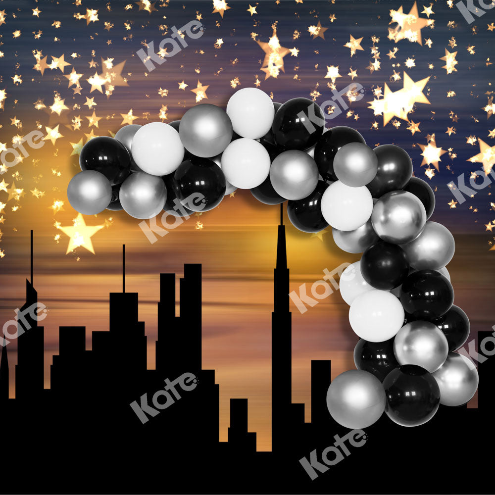 Kate City Evening Backdrop Birthday Party Balloon Stars Designed by Chain Photography - Kate Backdrop AU