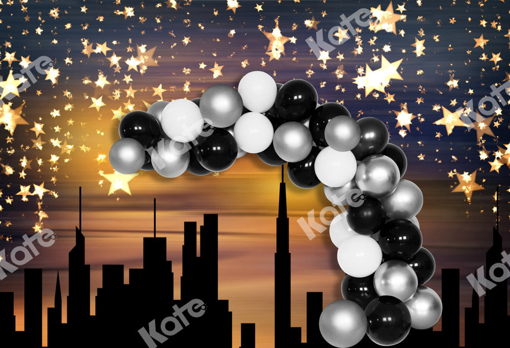 Kate City Evening Backdrop Birthday Party Balloon Stars Designed by Chain Photography - Kate Backdrop AU