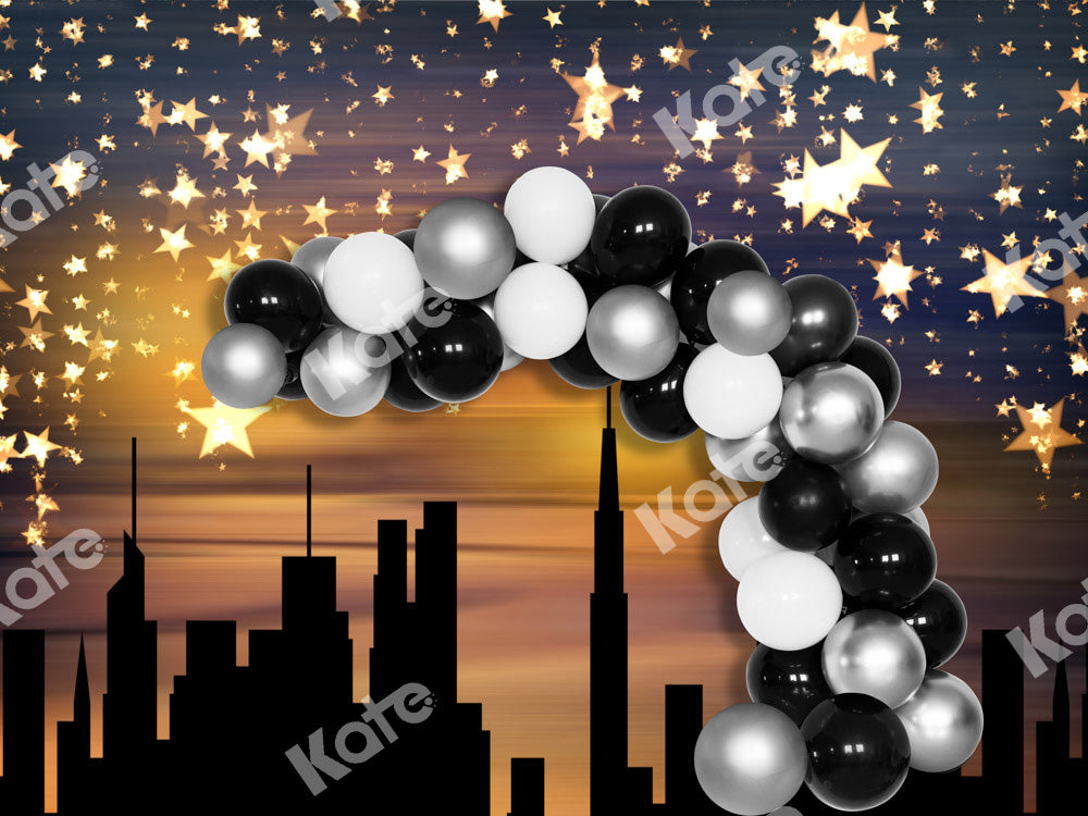 Kate City Evening Backdrop Birthday Party Balloon Stars Designed by Chain Photography - Kate Backdrop AU