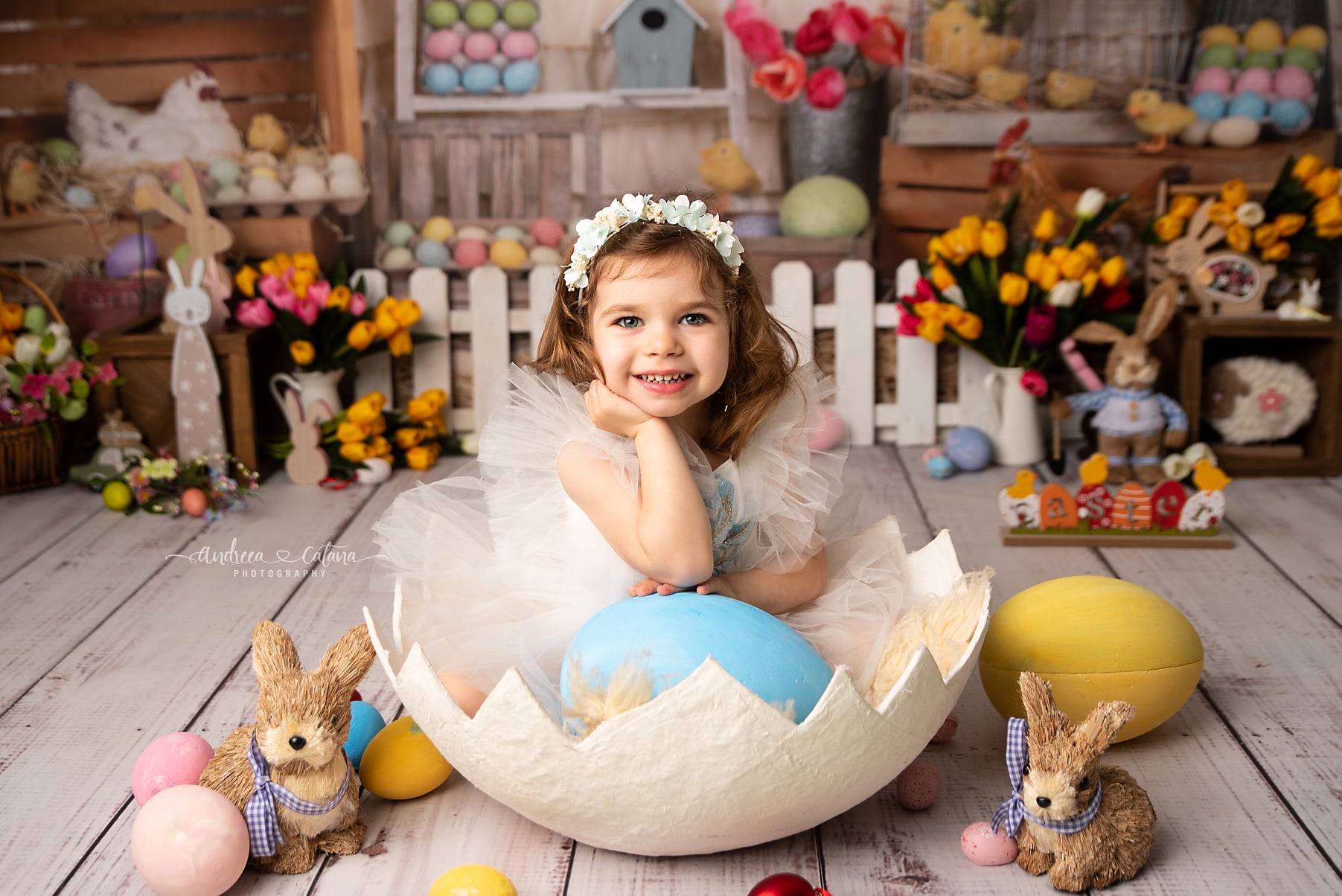 Kate Colorful Eggs Happy Easter Backdrop - Kate Backdrop AU