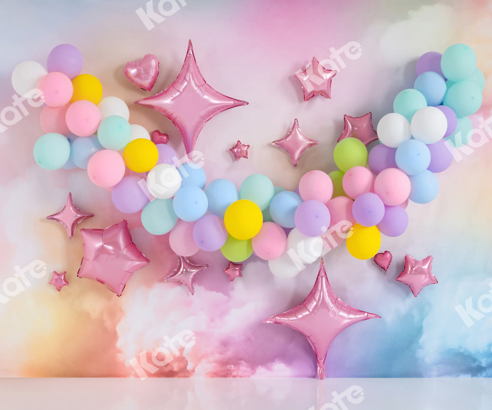 Kate Fantasy Colorful Balloons Backdrop Cake Smash Designed by Emetselch - Kate Backdrop AU