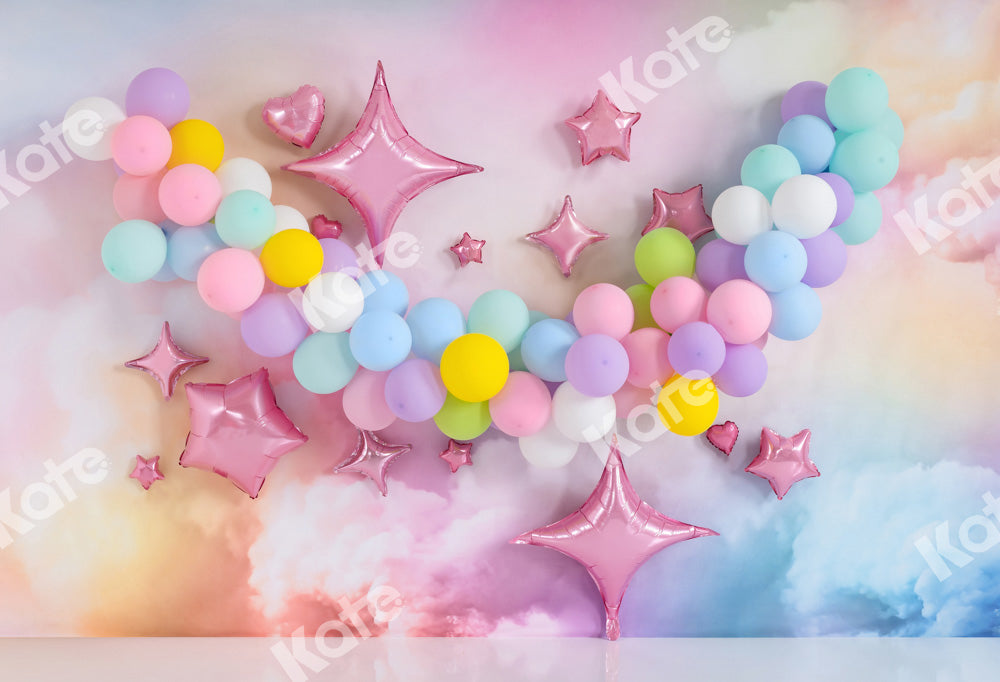 Kate Fantasy Colorful Balloons Backdrop Cake Smash Designed by Emetselch - Kate Backdrop AU