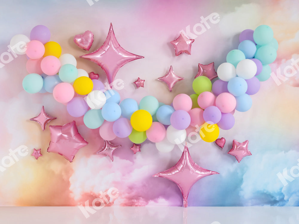 Kate Fantasy Colorful Balloons Backdrop Cake Smash Designed by Emetselch - Kate Backdrop AU