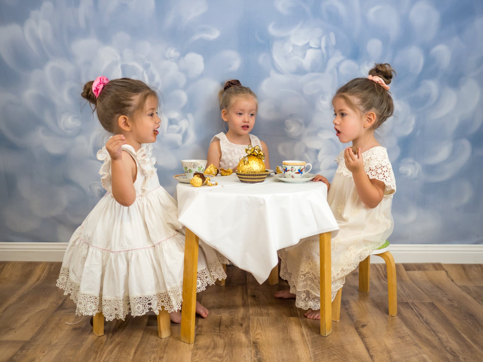 Kate Fine Art Gray Blue Florals Texture Backdrop Designed by GQ - Kate Backdrop AU