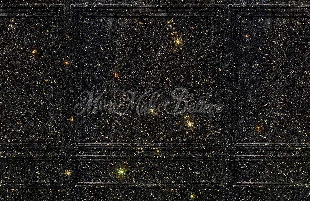 Kate Glitter Stars Backdrop Black Gold Wall New Years Wedding Designed by Mini MakeBelieve - Kate Backdrop AU