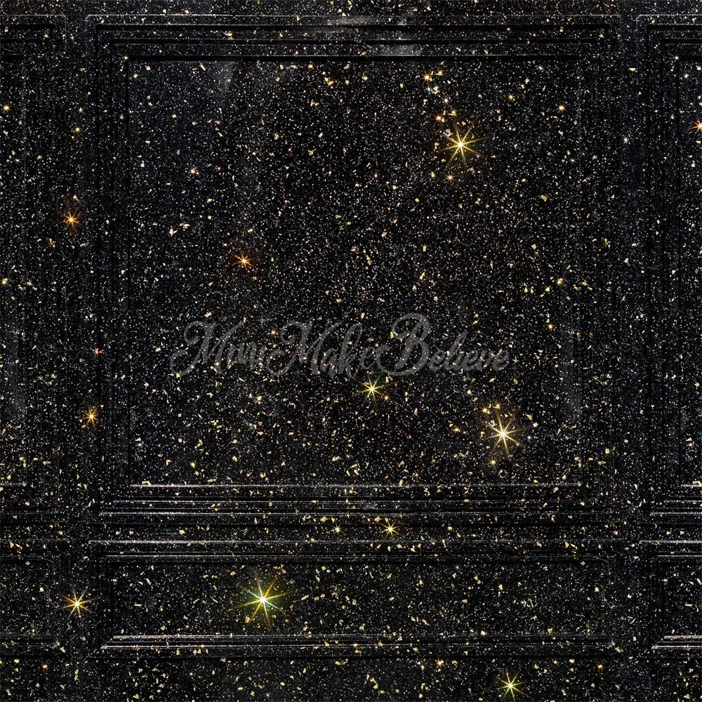 Kate Glitter Stars Backdrop Black Gold Wall New Years Wedding Designed by Mini MakeBelieve - Kate Backdrop AU
