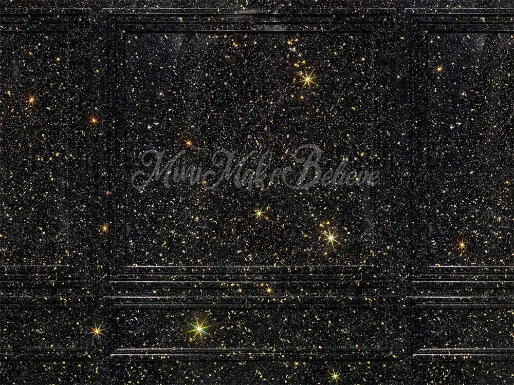 Kate Glitter Stars Backdrop Black Gold Wall New Years Wedding Designed by Mini MakeBelieve - Kate Backdrop AU