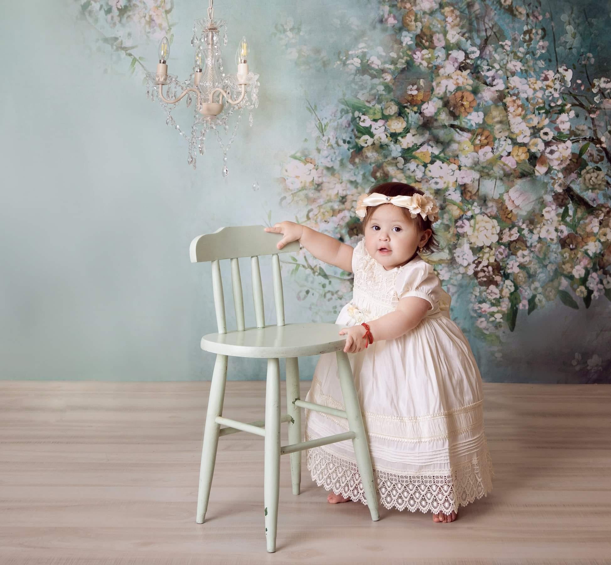 Kate Painting Like Green Spring Flowers Backdrop printed Background - Kate Backdrop AU