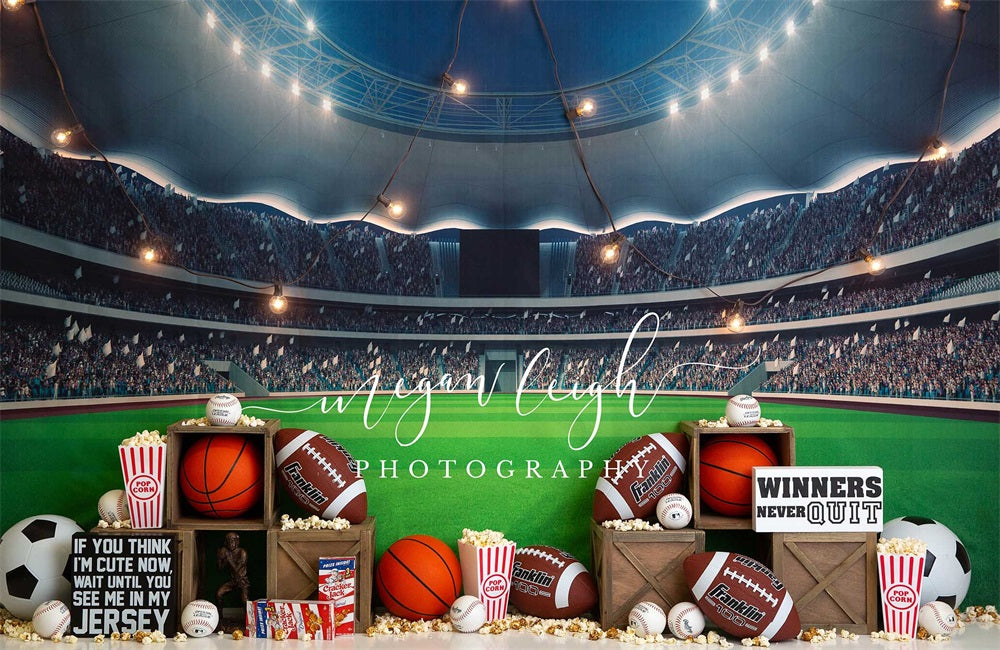 Kate Rookie Year Backdrop Stadium Popcorn for Photography Designed by Megan Leigh Photography - Kate Backdrop AU