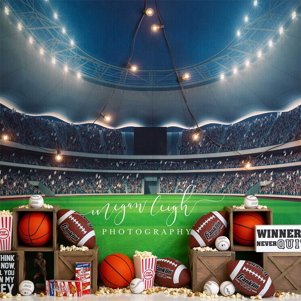 Kate Rookie Year Backdrop Stadium Popcorn for Photography Designed by Megan Leigh Photography - Kate Backdrop AU