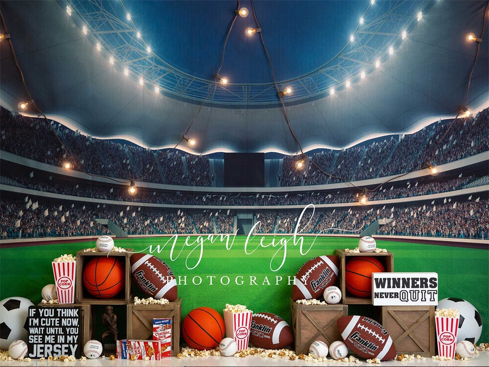 Kate Rookie Year Backdrop Stadium Popcorn for Photography Designed by Megan Leigh Photography - Kate Backdrop AU
