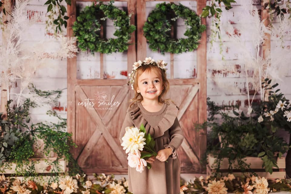 Kate Spring/Mother's day Green Plants Barn Door Backdrop Designed by Jia Chan Photography - Kate Backdrop AU