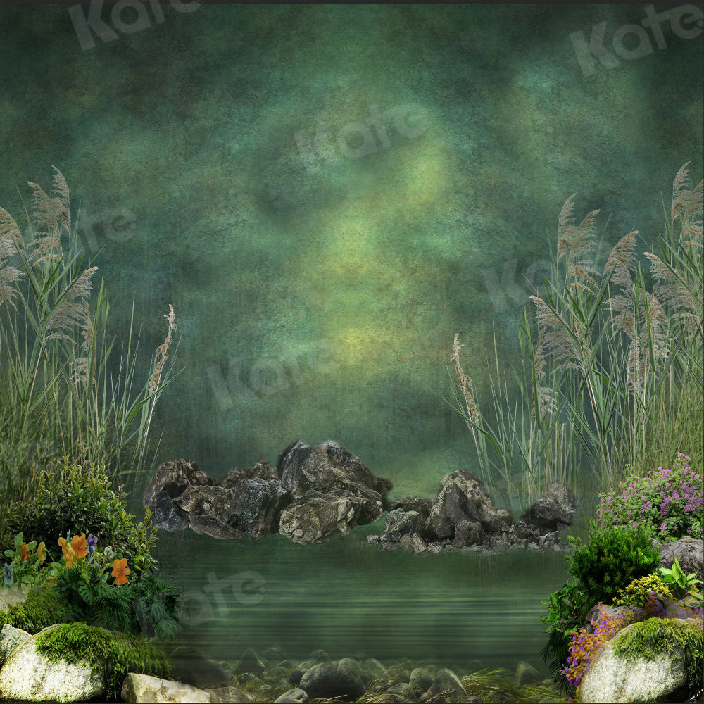 Kate Summer Backdrop Lake Reed Green Designed by Uta Mueller Photography - Kate Backdrop AU