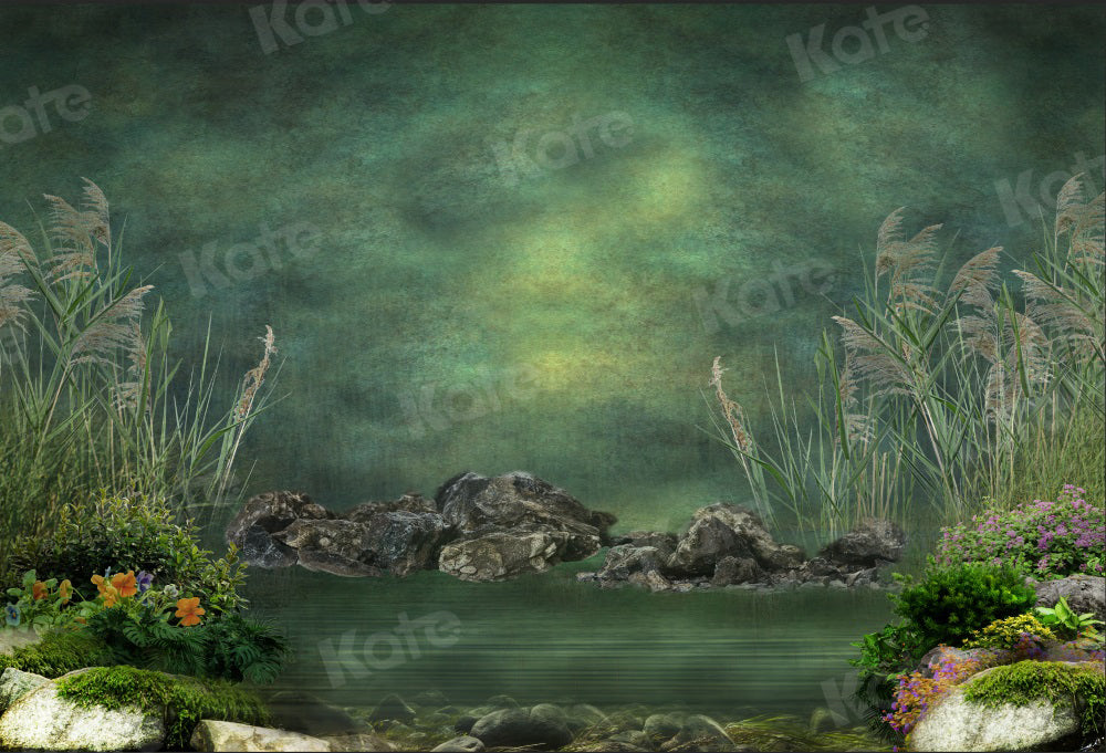 Kate Summer Backdrop Lake Reed Green Designed by Uta Mueller Photography - Kate Backdrop AU