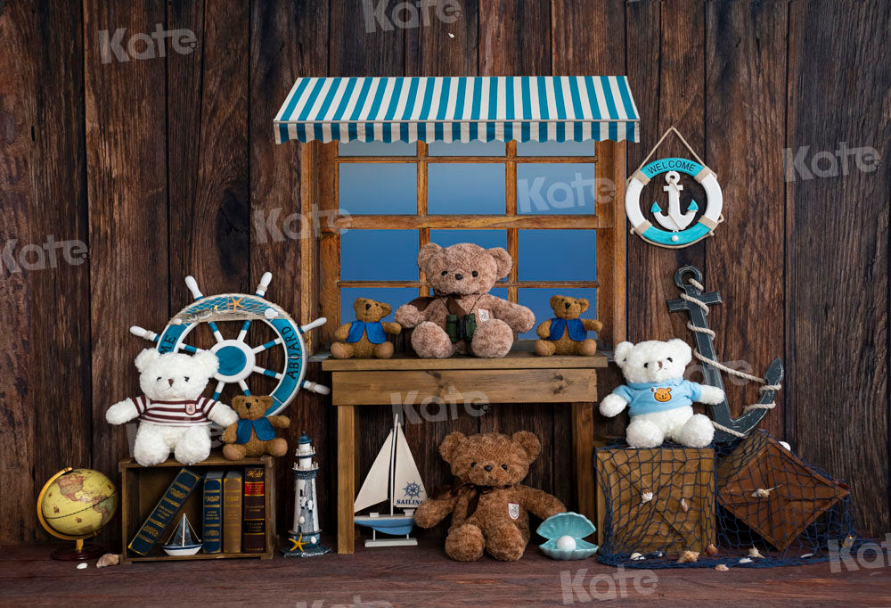 Kate Summer Backdrop Sailing Bear Wood Designed by Emetselch - Kate Backdrop AU