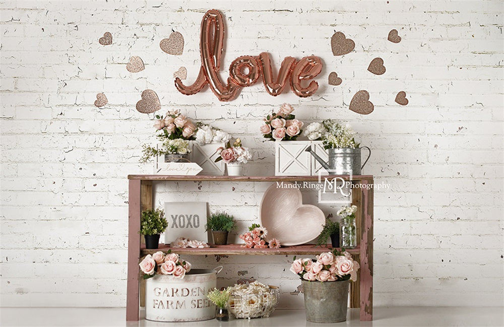 Kate Valentine's Day Backdrop Rose Gold Designed by Mandy Ringe Photography - Kate Backdrop AU