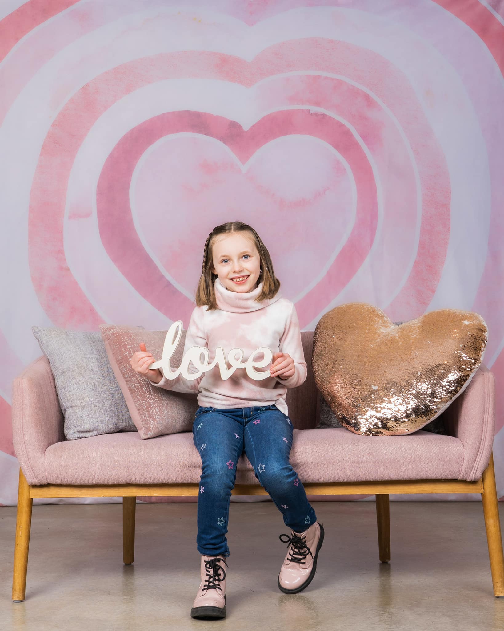 Kate Valentine's Watercolor Backdrop Heart Pattern Designed by Mandy Ringe Photography - Kate Backdrop AU