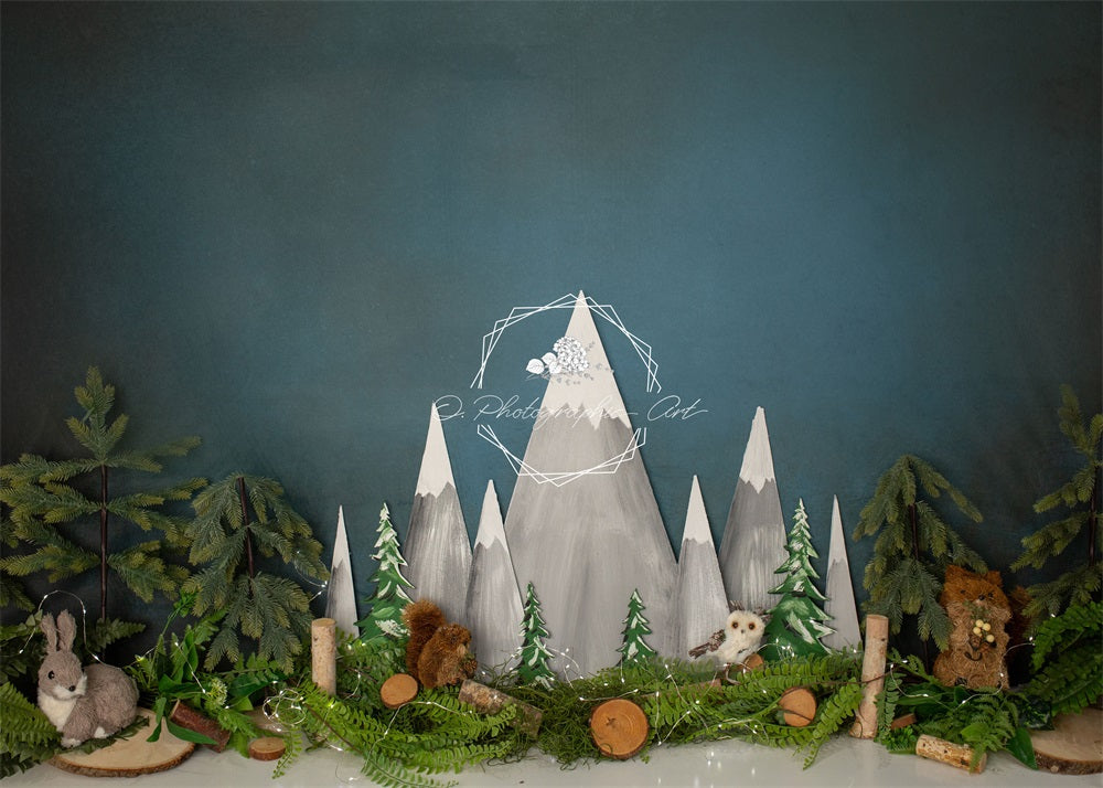 Kate Wild Mountain Backdrop Animal Cake Smash for Photography Designed by Jenna Onyia - Kate Backdrop AU