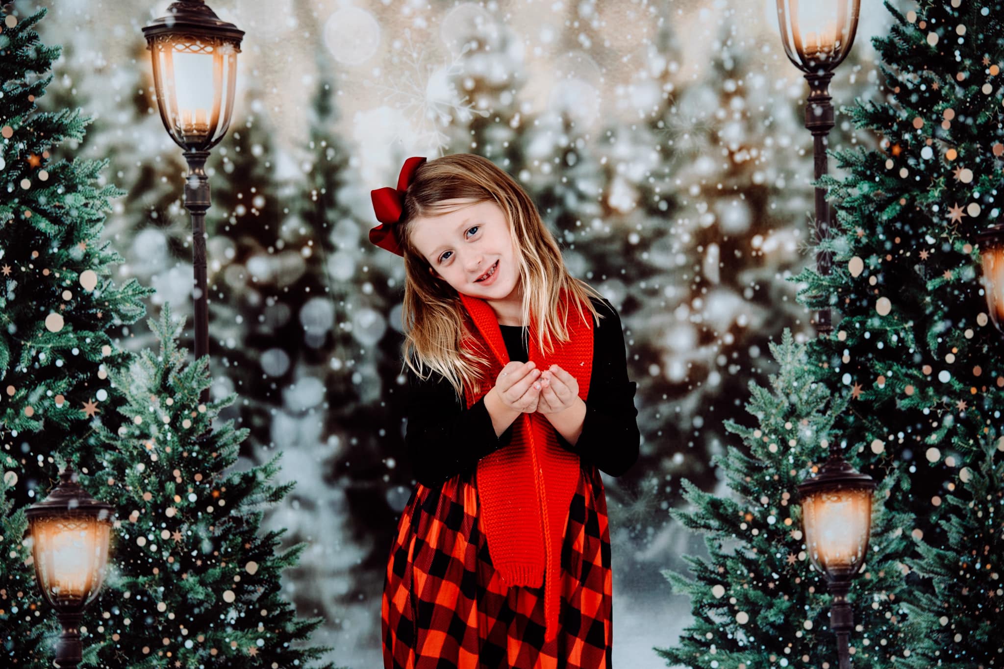 Kate Christmas Snow Forest Lights Backdrop for Photography - Kate Backdrop AU