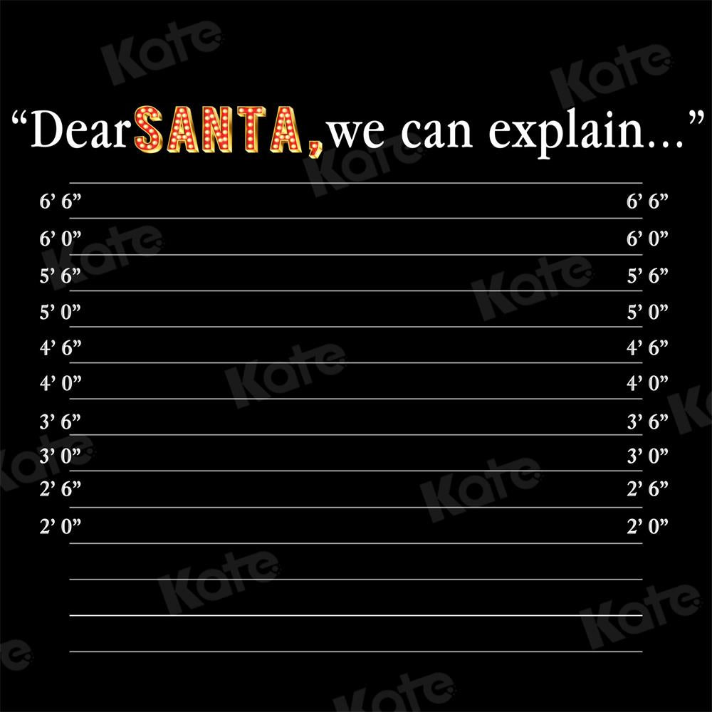 Kate Dear Santa Word Backdrop Black Christmas for Photography - Kate Backdrop AU