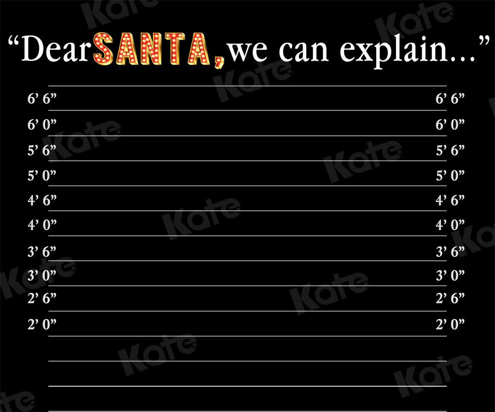 Kate Dear Santa Word Backdrop Black Christmas for Photography - Kate Backdrop AU