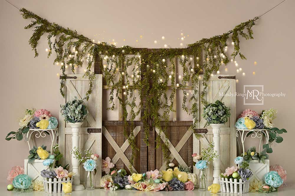 Kate Spring Floral Chicks Backdrop Designed by Mandy Ringe Photography