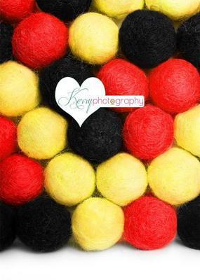 Kate Red Yellow and Black Pom Pom Ball Wall Backdrop Designed by Kerry Anderson - Kate Backdrop AU
