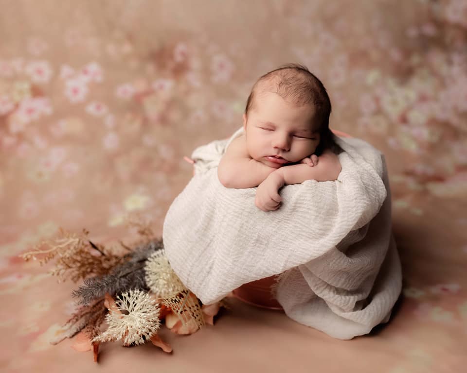 Kate Brown Shivering Flower Background Cotton Backdrop For Children - Kate Backdrop AU