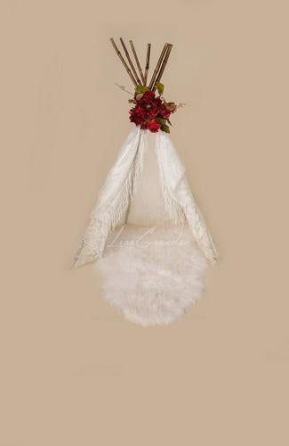Kate Red Flower Teepee Backdrop Designed by Lisa Granden - Kate Backdrop AU