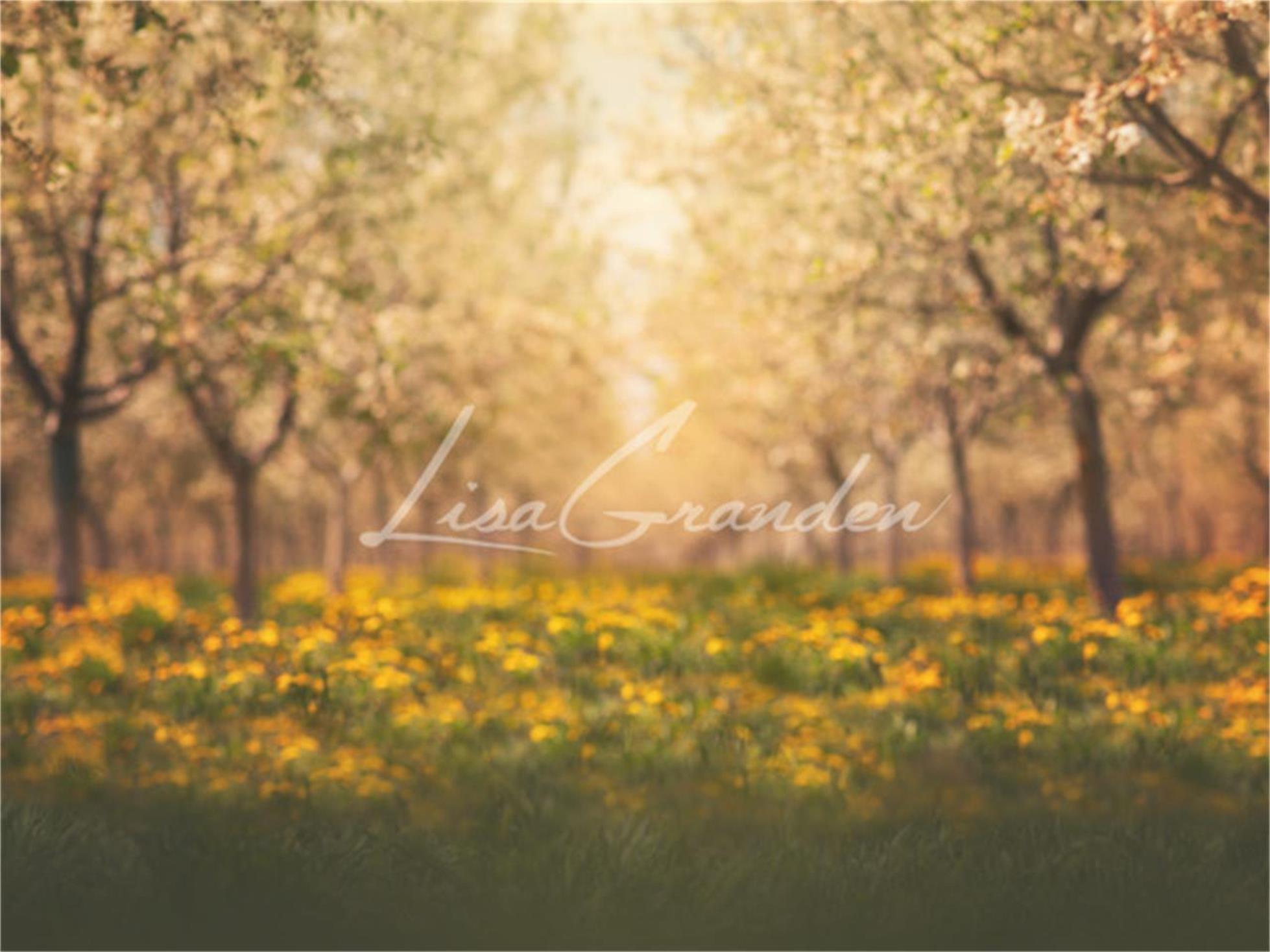 Kate Summer Orchard in Yellow Backdrop for Photography Designed by Lisa Granden