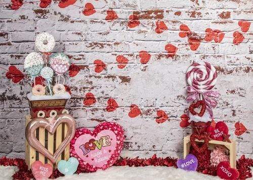 Kate Sweet Candy Valentine's Day Backdrop for Photography Designed by Lisa Olson - Kate Backdrop AU