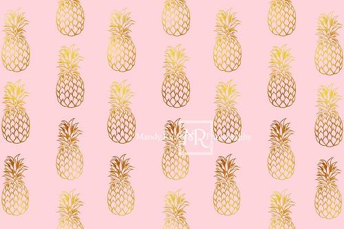 Kate Pink and Gold Pineapple Pattern Backdrop Designed by Mandy Ringe Photography - Kate Backdrop AU