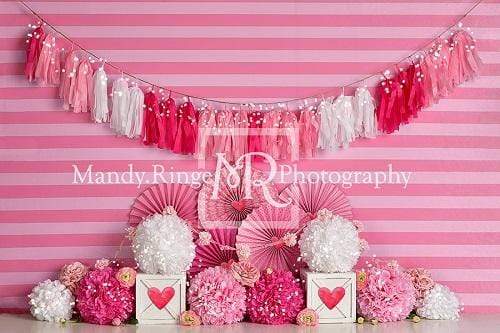 Kate Valentine's Day with Hearts and Stripes Backdrop Designed By Mandy Ringe Photography - Kate Backdrop AU