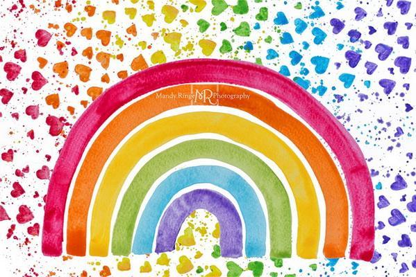 Kate Painted Rainbow with Hearts Backdrop Designed by Mandy Ringe Photography - Kate Backdrop AU