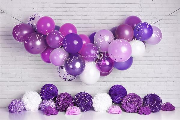 Kate Purple Birthday Balloon Garland Backdrop Designed by Mandy Ringe Photography - Kate Backdrop AU